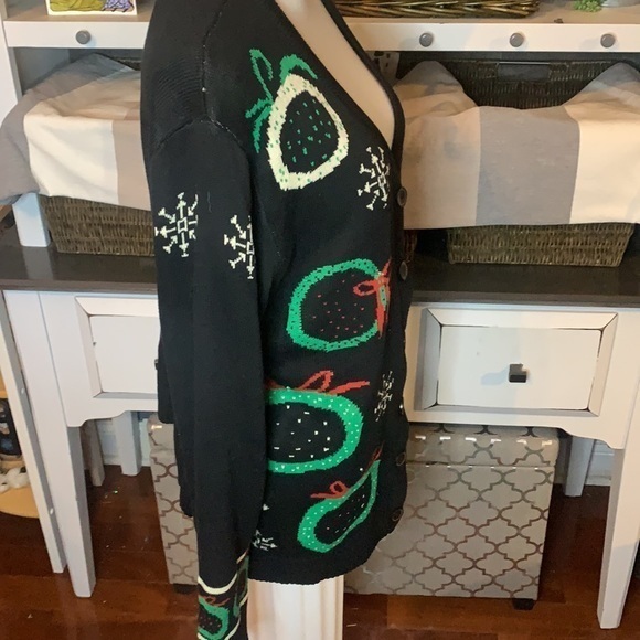 Costume Agent Vintage Christmas Wreath Sweater‎ Cardigan Size Large - Picture 5 of 8
